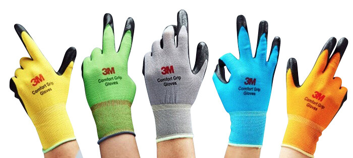 3M Nitrile Rubber Coated Nylon Work Gloves, Thin, Washable Bulk 10 Pack Blue