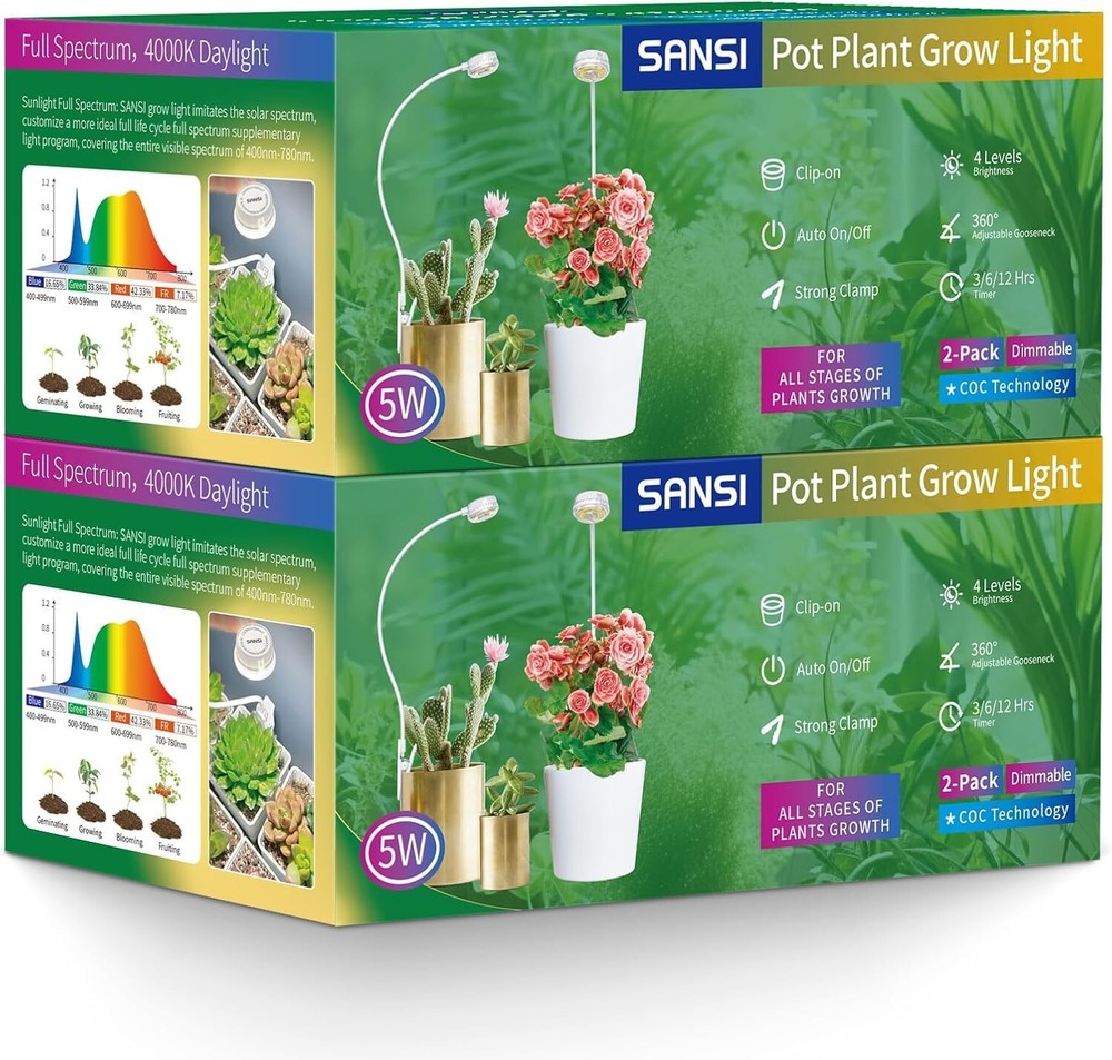 4-Pack Dimmable Indoor Grow Lights with Auto Timer - Perfect for Small Plants