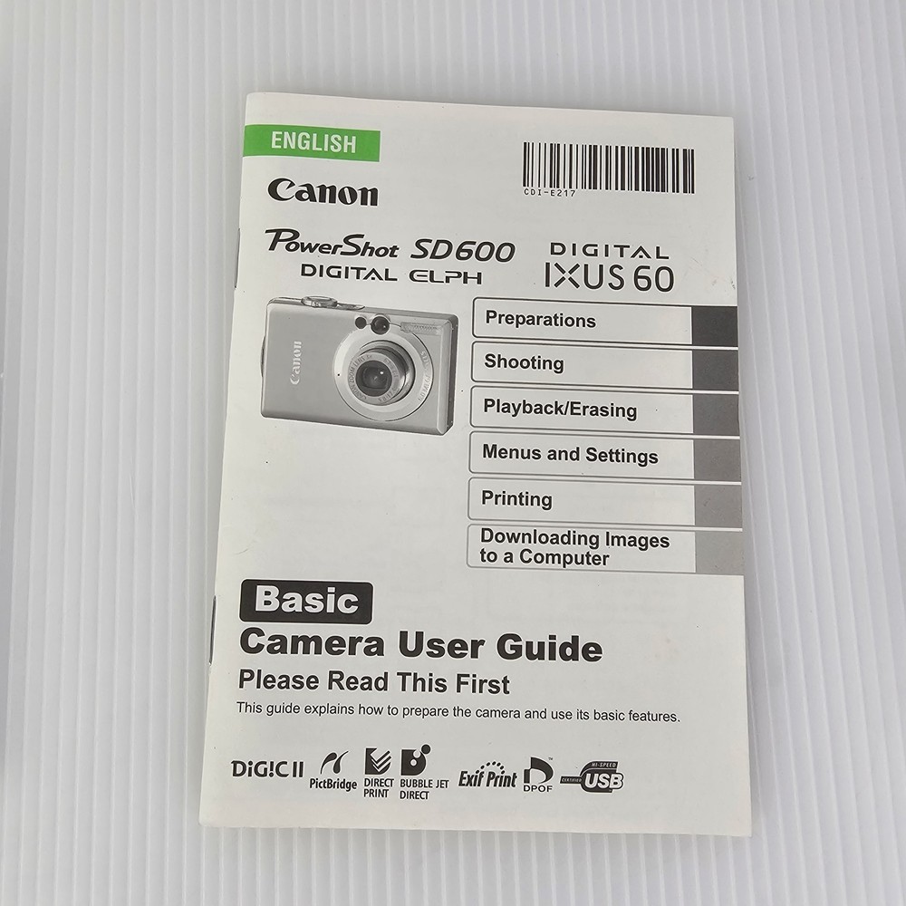 Canon Powershot SD600 Advanced & Basic User Guides, Genuine Original
