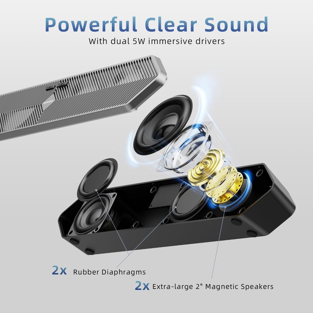 HPSWUW Computer Speakers for Desktop Pc, Wired USB Powered Bluetooth PC Speak...