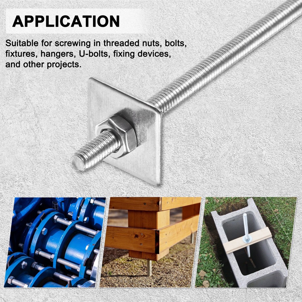 10-Set Fully Threaded Rod, M4x50mm Right Hand Thread Bar Studs with Nuts