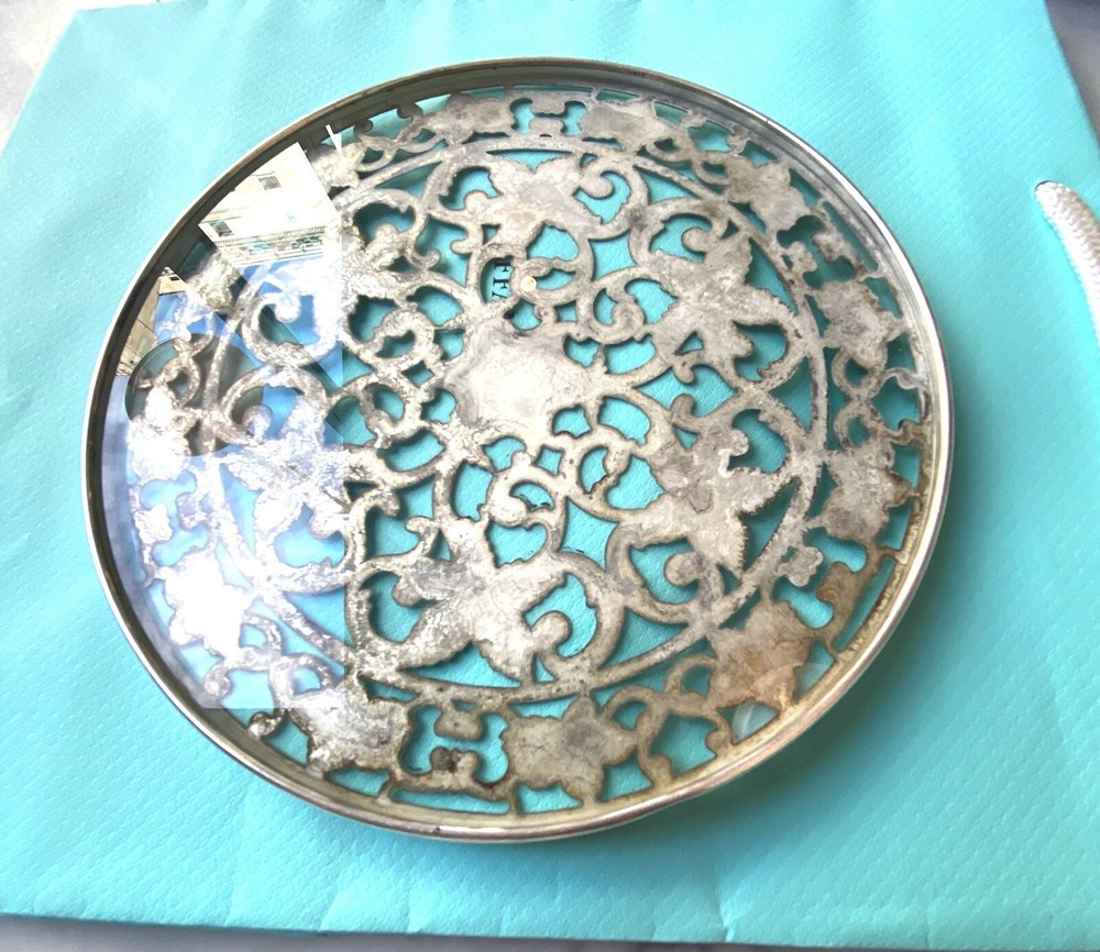 Vintage Tiffany&co Sterling Silver Trivet Coaster 6” .+ Box