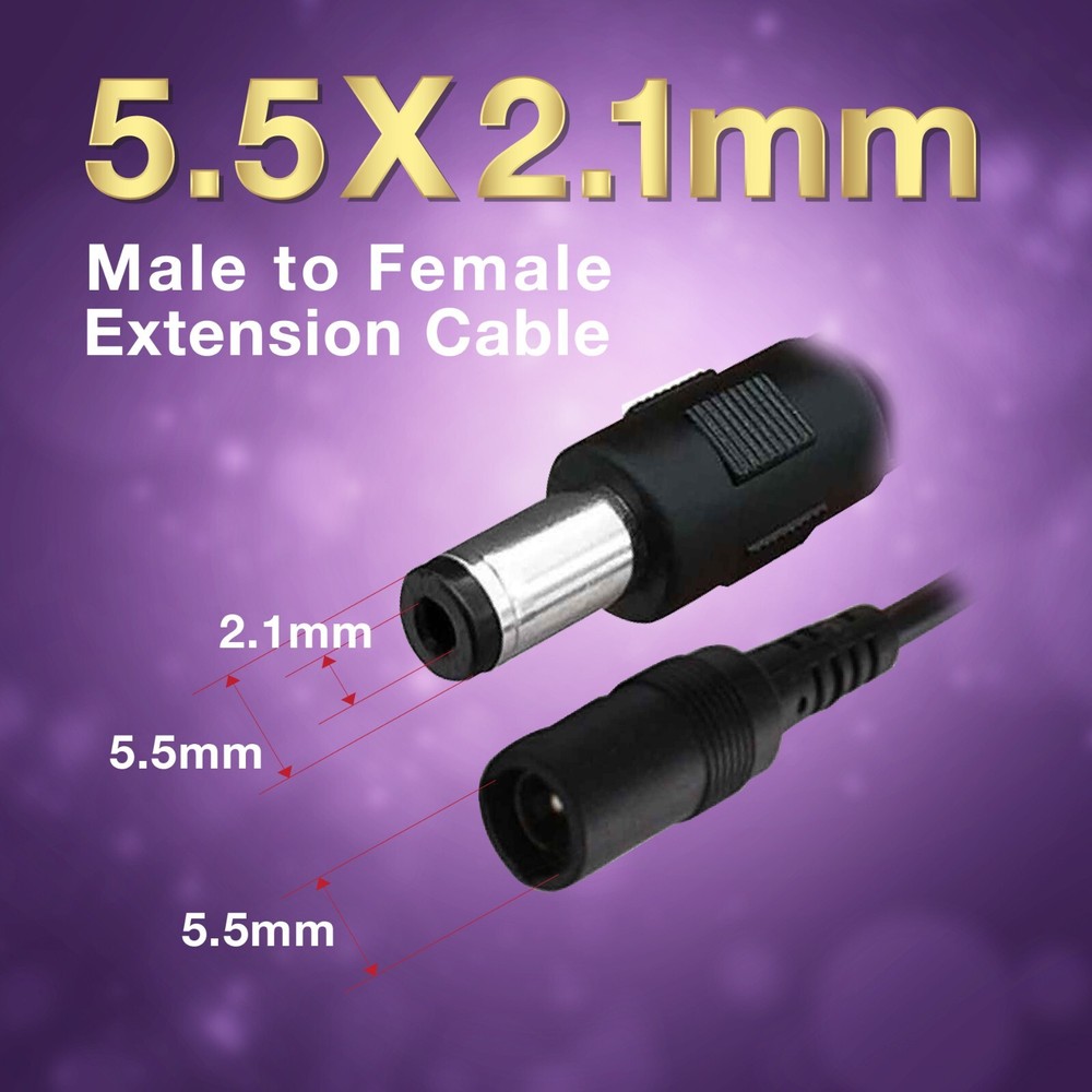 2 Packs 16.5ft Power Extension Cable for Home Security Camera System DVR kit