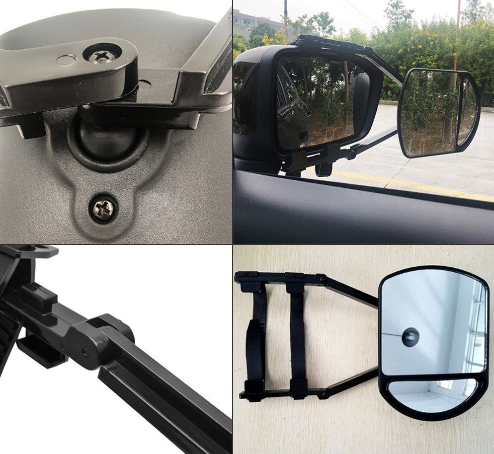 1x Universal Clip-On Trailer Towing Mirror Adjustable Extendable Rearview Mirror