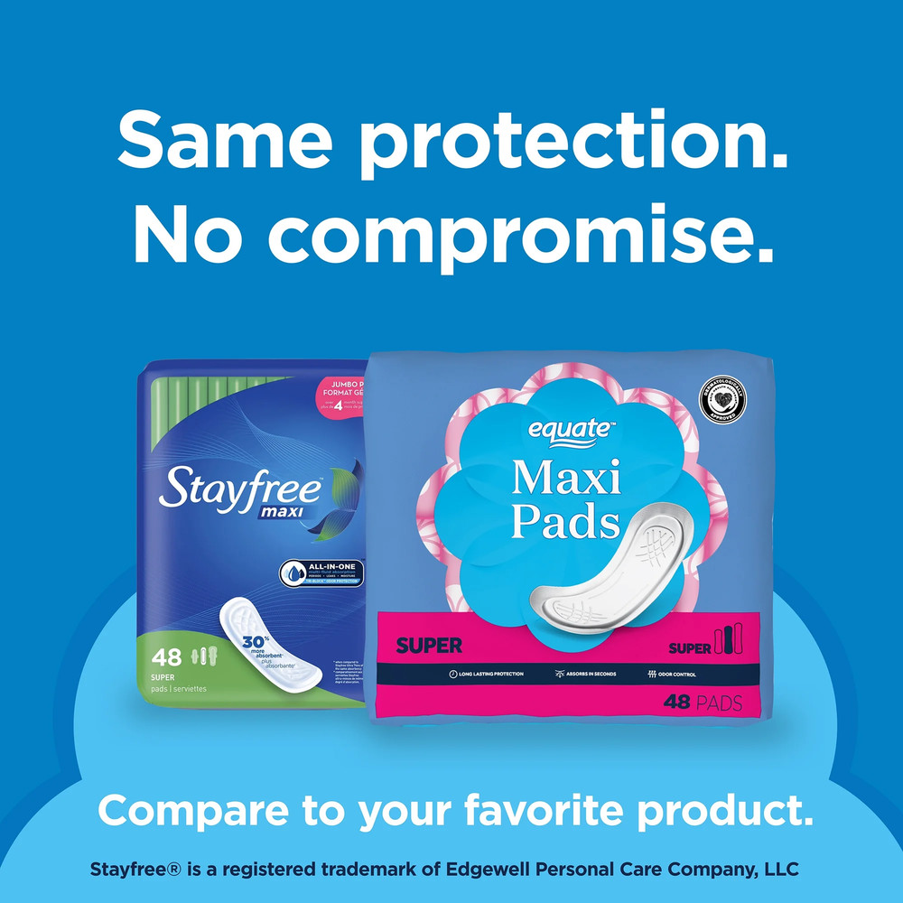 (6 Pack) Maxi Pads, Super Absorbency, Size 2, 48 Count