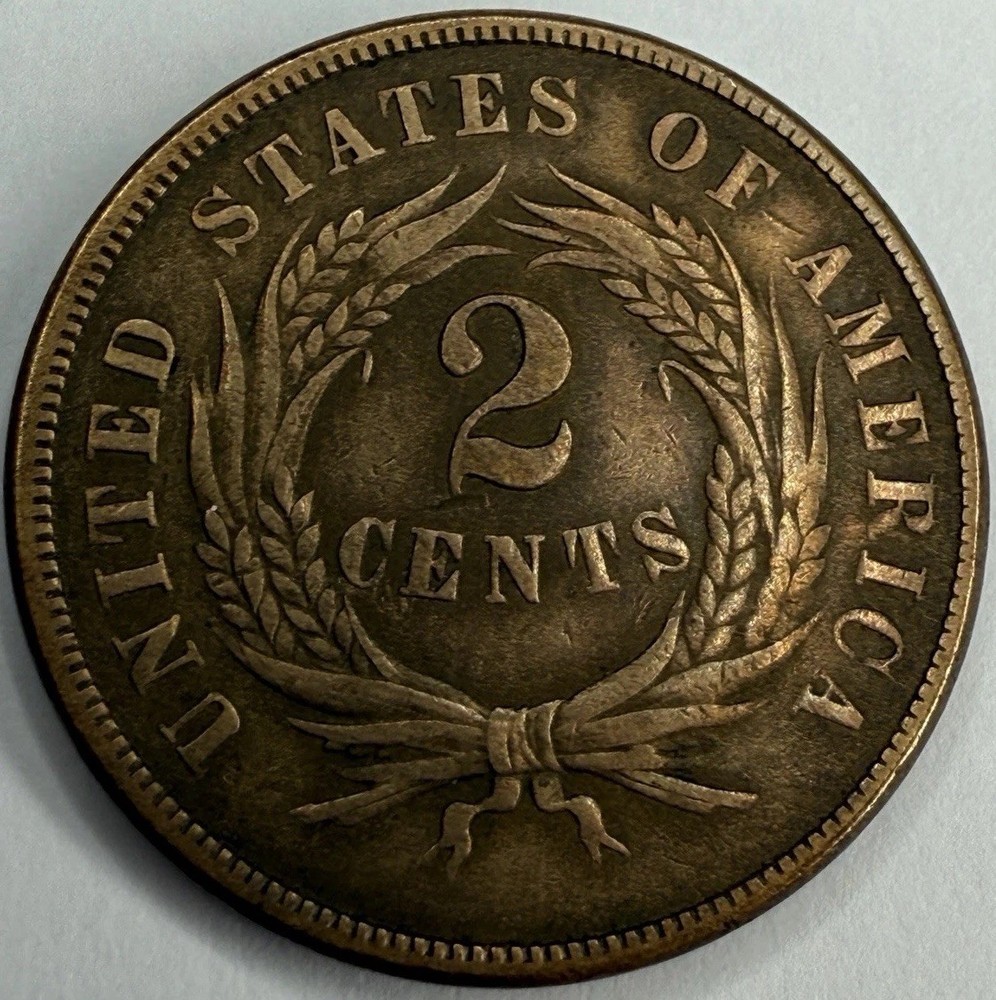 1865 US Copper 2 Cent 2c Exact Coin Imaged #2C168