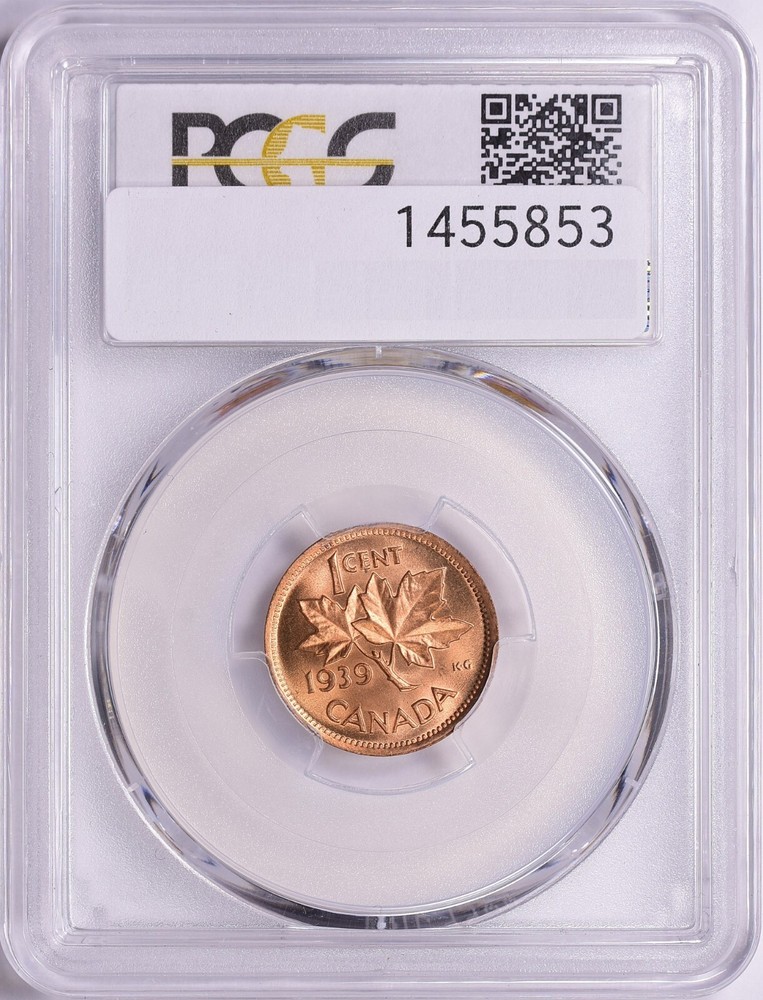 1939 Canada 1 Cent PCGS MS-66 RD. Rare High Grade Canada small Cent.