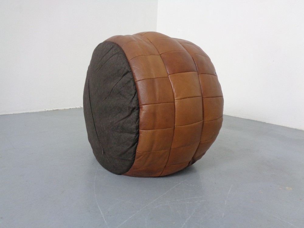 Vintage Patchwork Leather Footstool 60S