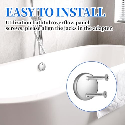 Universal Bathtub Drain Two Hole Overflow Faceplate with Two Matching Screws,