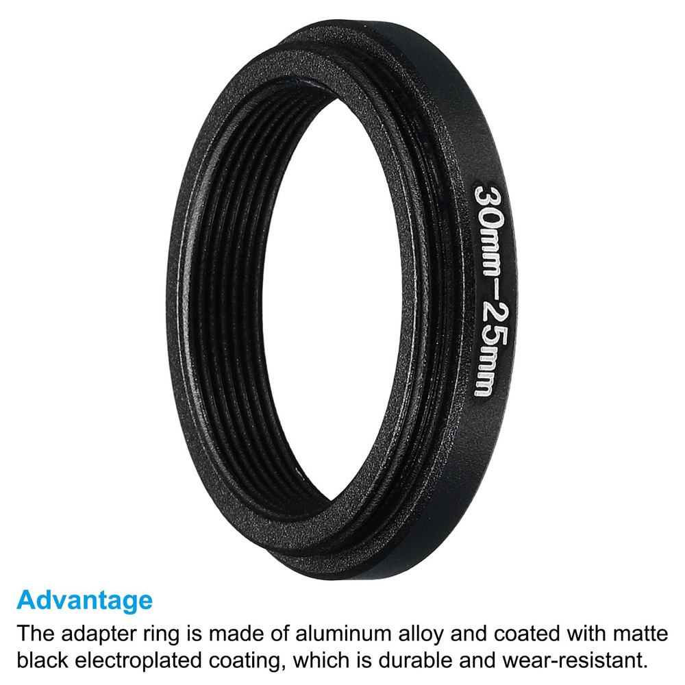 30mm-25mm Metal Step Down Ring, Camera Lens Filter Adapter Ring Black