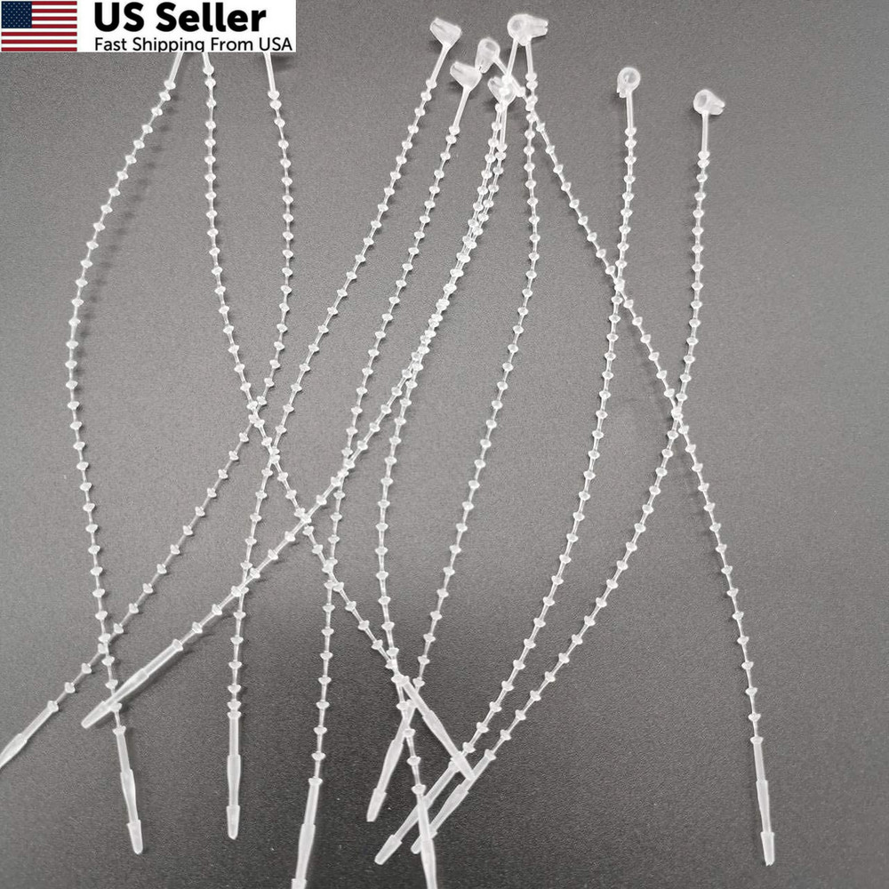 1000pcs 5" Snap Lock Pin Security Beaded Loop Tag Fastener Plastic Tie White Set