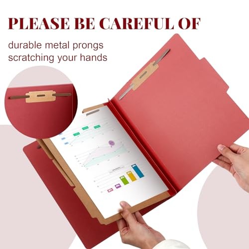 Pcs Classification Folders Letter Size, 3 Divider Pressboard File 48 Red