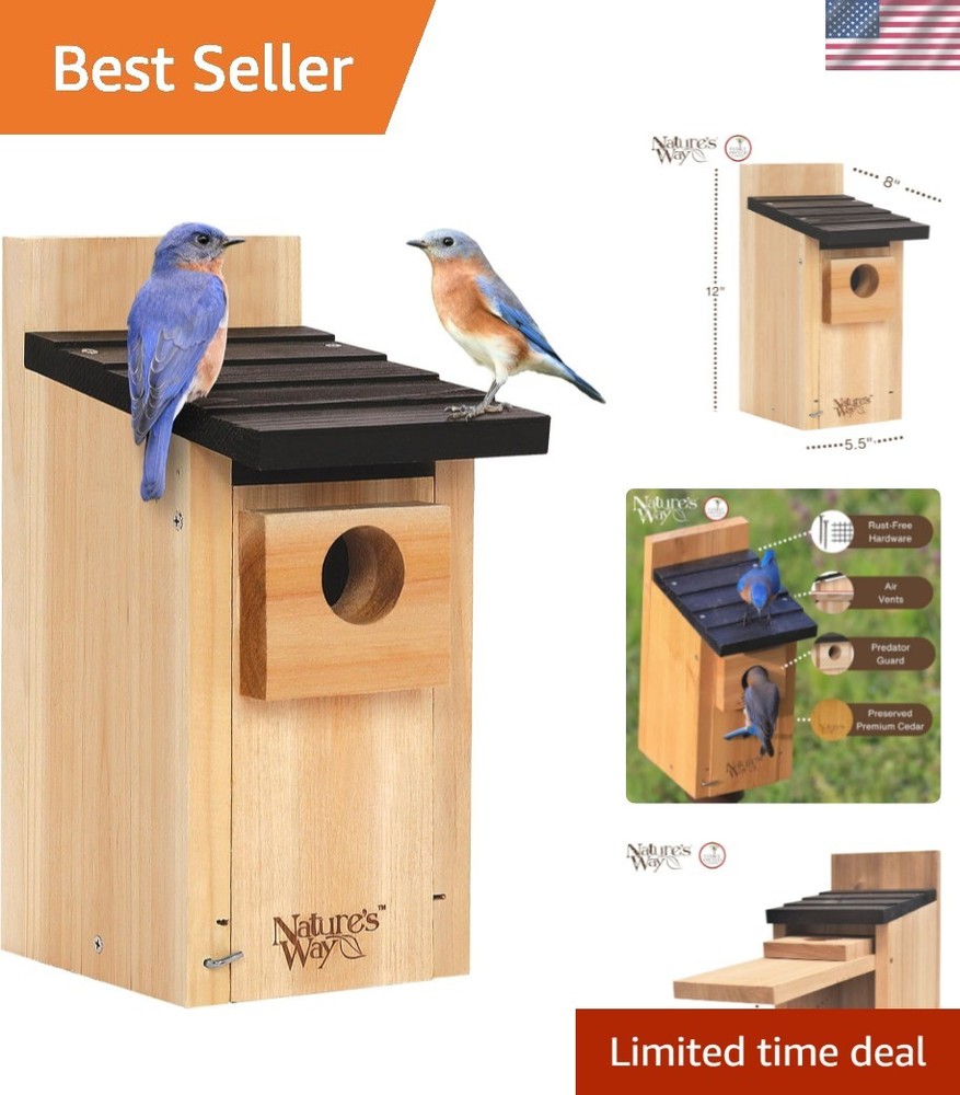 Durable Bluebird Nesting House - Cedar Construction with Elevated Mesh Floor