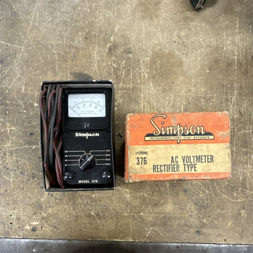 Simpson Model 376 AC Analog Voltmeter Rectifier Type 5-1000V