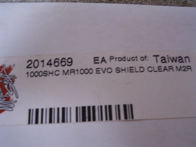 "MR1000" Clear Replacement Faceshield for M2R Helmet