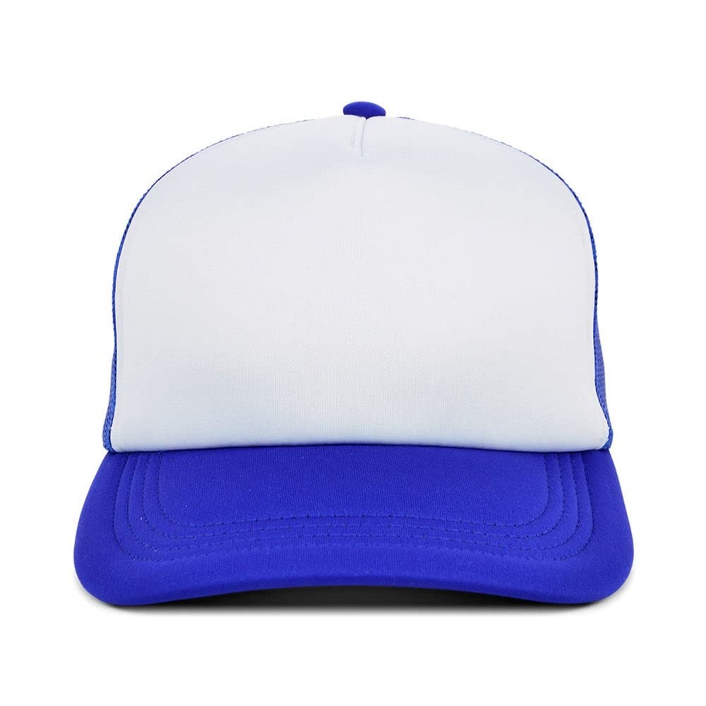 Lids Blank Basic Foam Trucker Adjustable Snapback Hat One Size White/Royal Blue