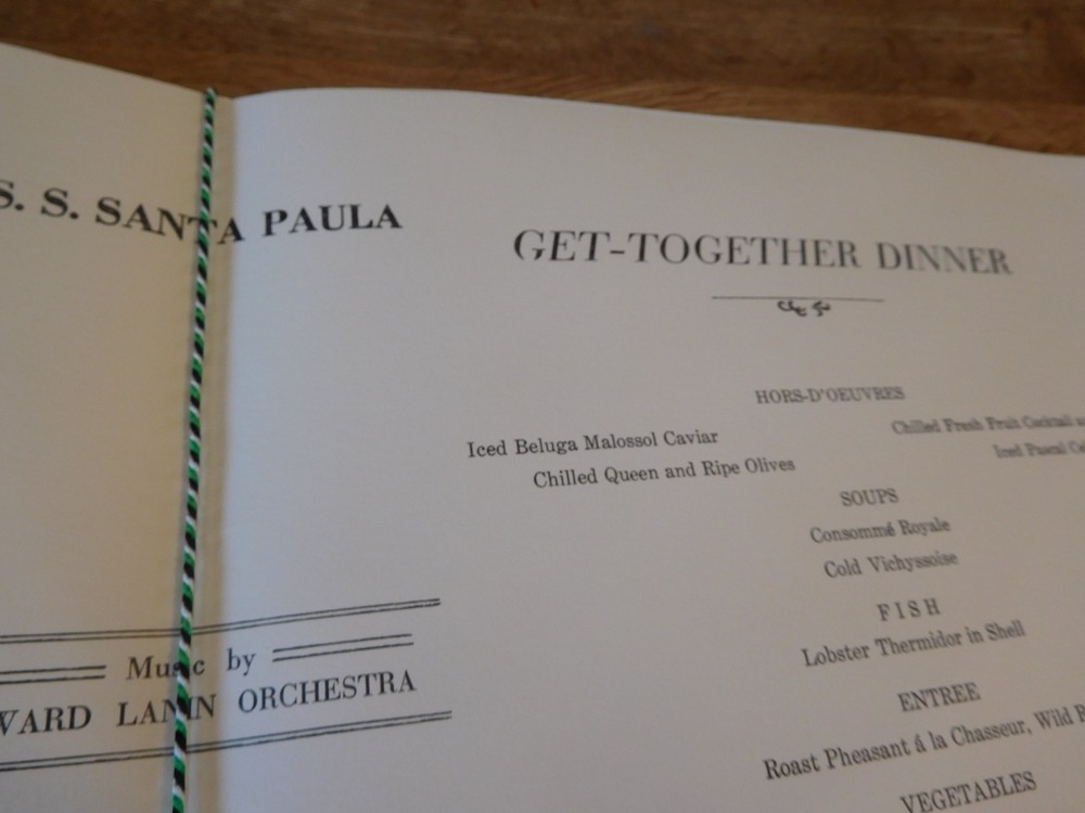 Grace Line dinner menu-April 3, 1965