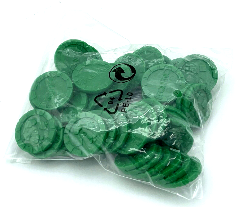 Sequence Chips - Complete Set of 50 Green Game Replacement Token / Chips New!