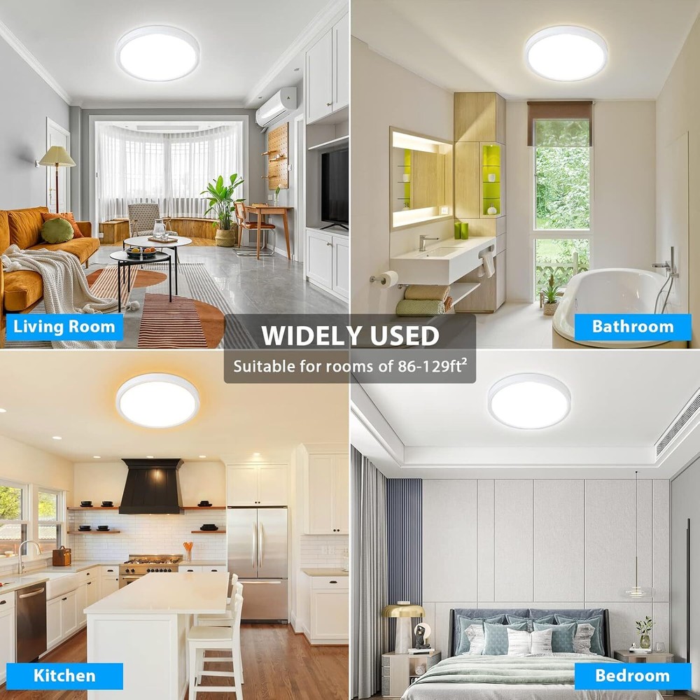 Unicozin Dimmable Ceiling Light with Remote Control, 8.7inch-Round, White