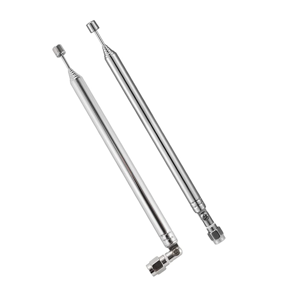 POBADY 2PCS 8 Sections Telescopic Antenna SMA Male Connector 2 pcs, Silver