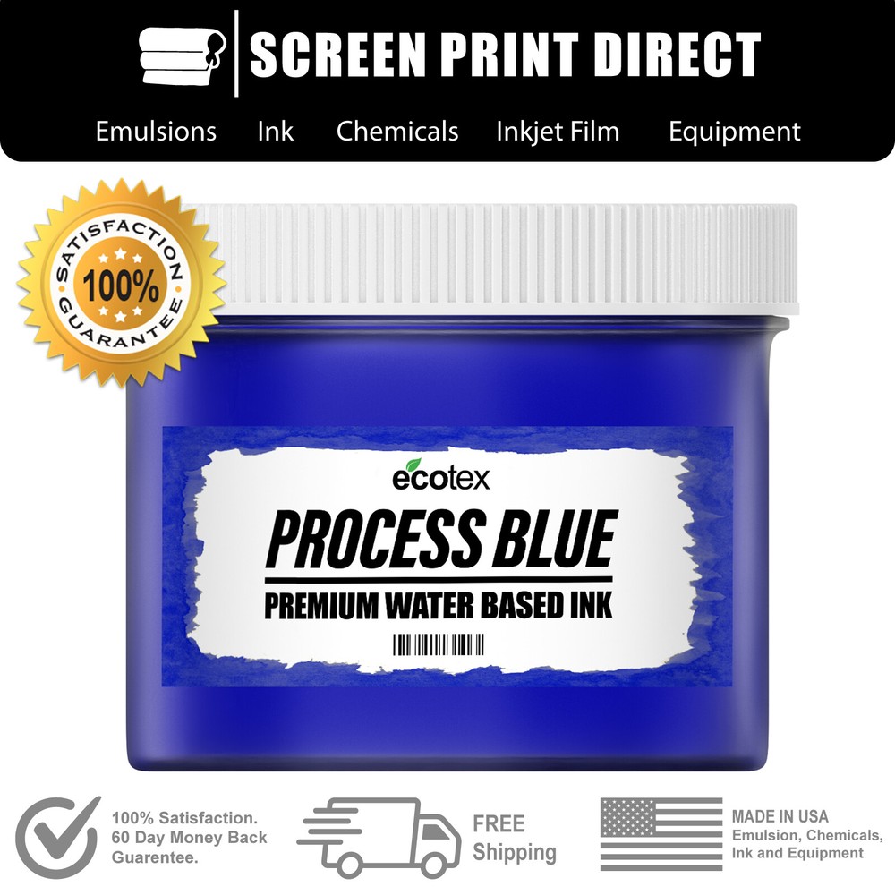 Ecotex® process Blue - Premium Water Based Ink for Screen Printing - All Sizes