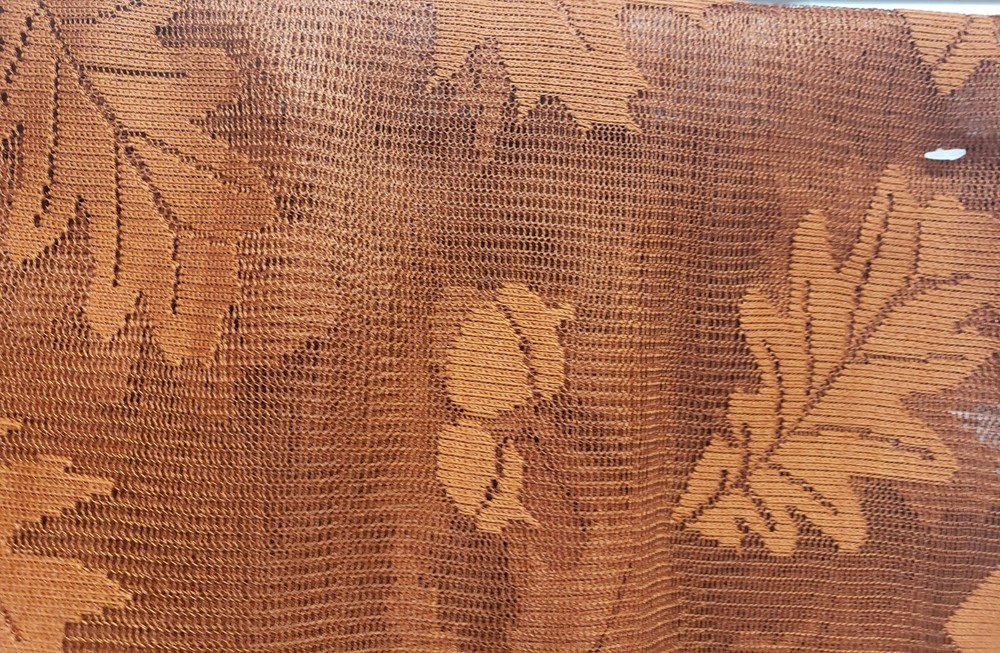Thin Lace Fabric Table Runner (13"x72") FALL, BROWN RUST LEAVES & ACORNS, HL