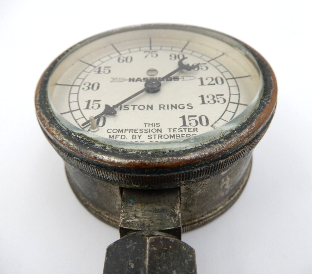 VINTAGE HASTINGS PISTON RINGS 150 MAX PSI COMPRESSION TESTER STROMBERG CHICAGO