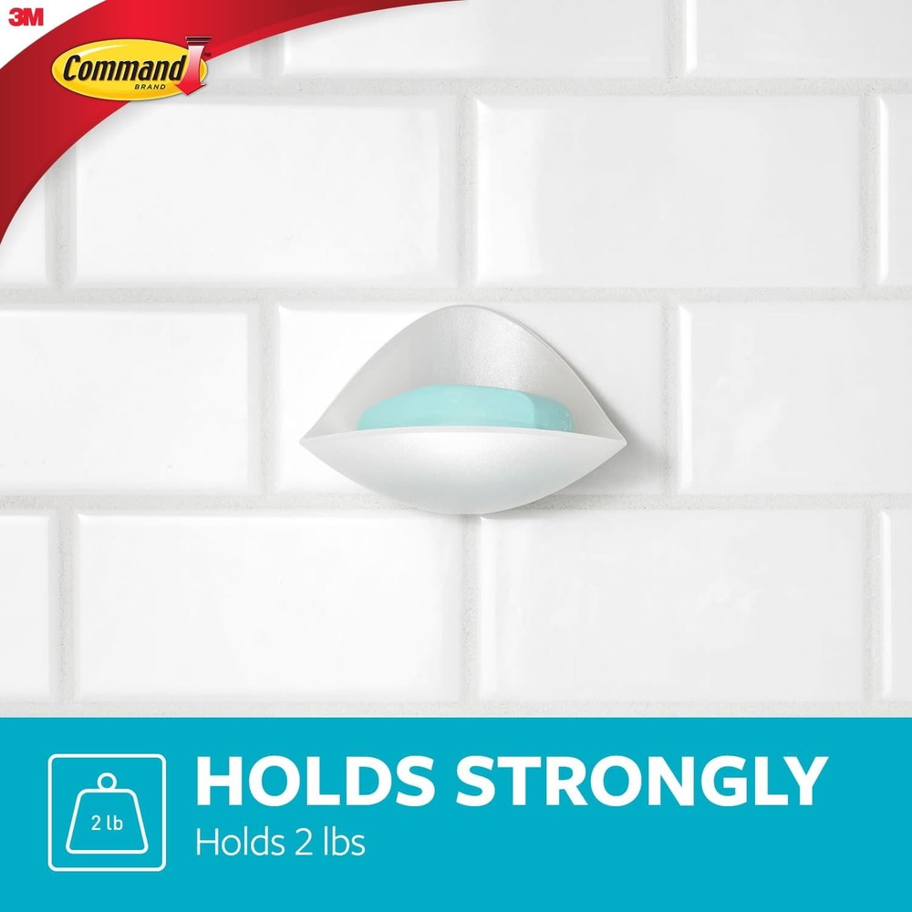 Soap Dish Frosted 1 Dish 2 Mounting Bases 2 Medium Strips/Pack