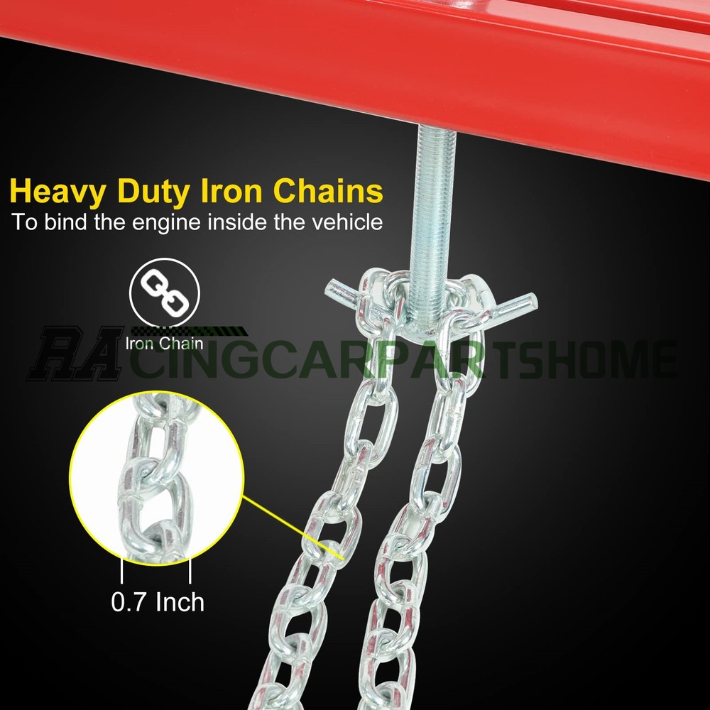 1100 Lbs Engine Support Bar Engine Load Leveler Transmission w/ Dual Hooks Red