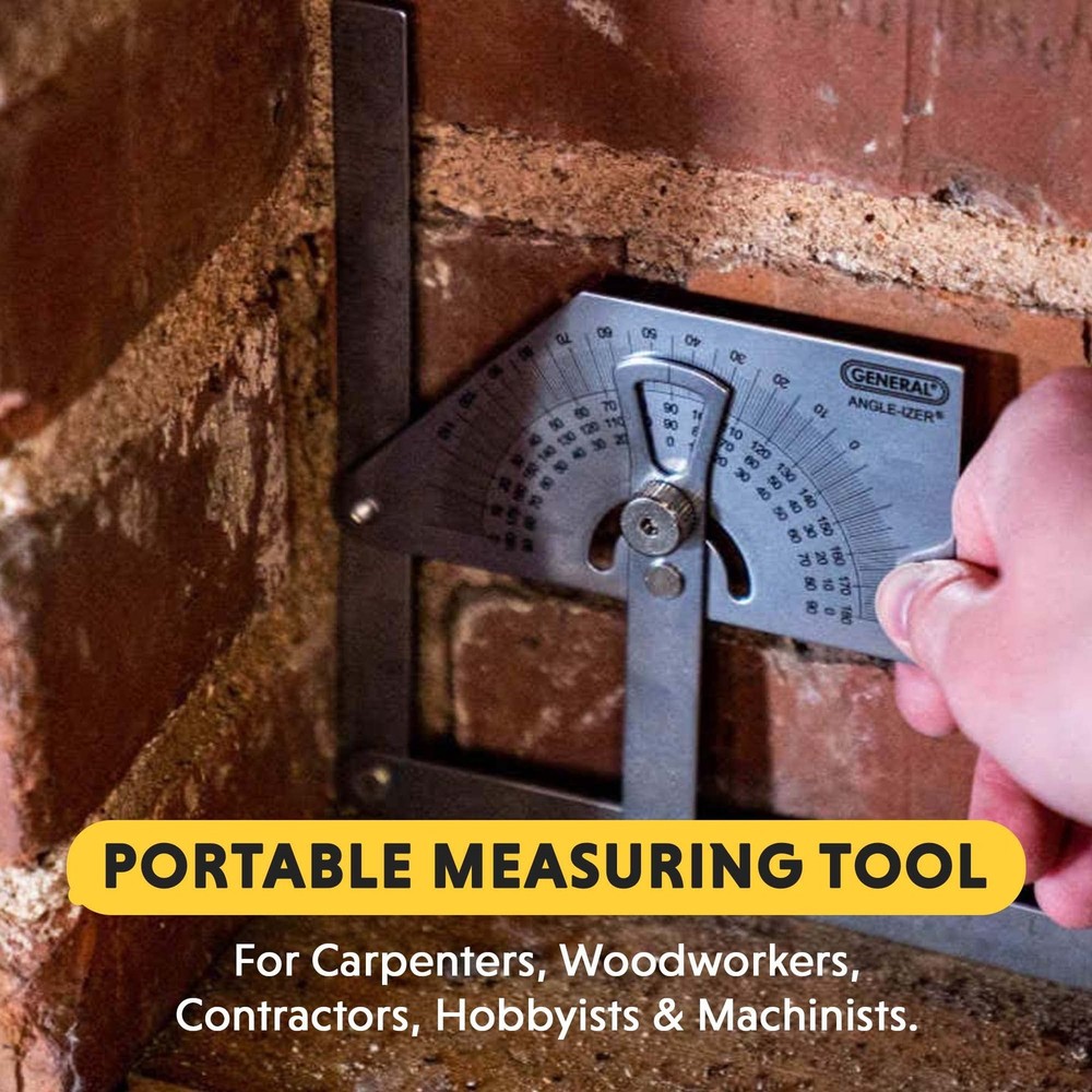 General Tools Protractor and Angle Finder #39, Stainless Steel, Outside, Insi...