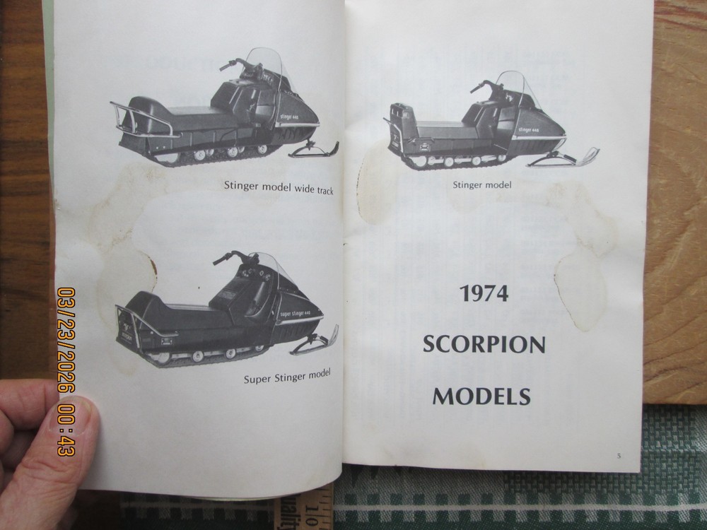 scorpion snowmobile Operator's Manual 1974
