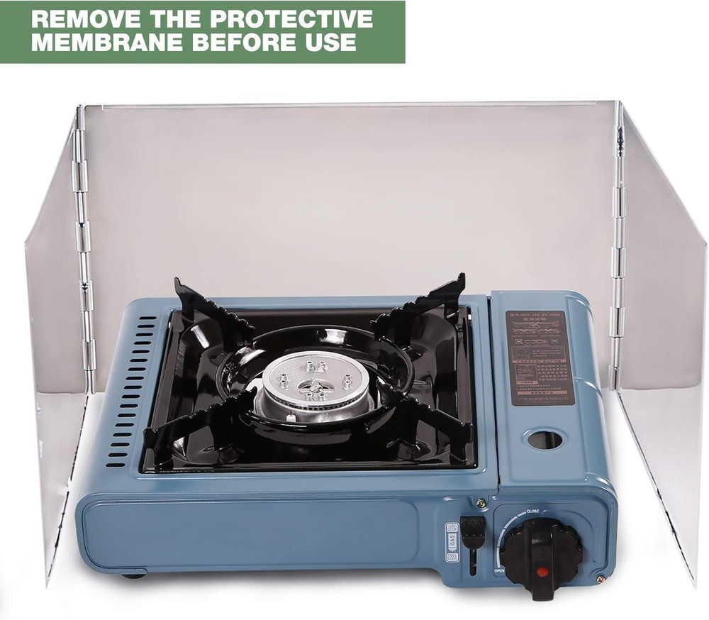Portable Windshield for Butane Burner & Camping Stove - Rust Resistant & Compact