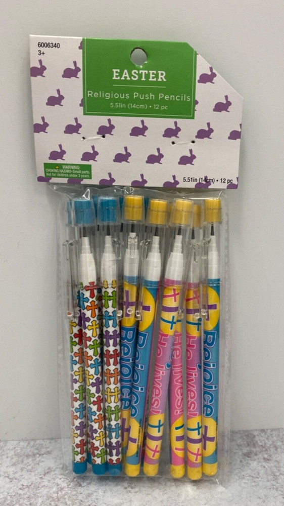 12 Easter Religious Push Point Pencils Easter baskets Sunday school