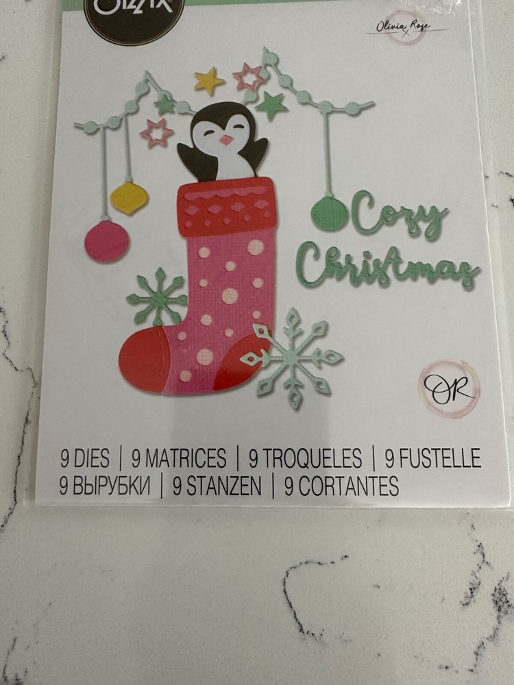 Sizzix Thinlits 9 Dies Olivia Rose Penguin Stocking Scrapbooking Crafts Art