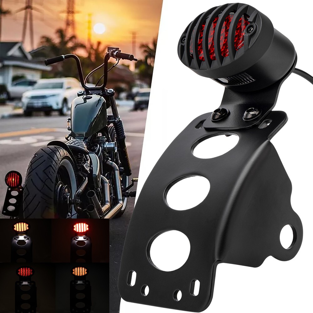 Motorcycle Side Mount License Plate Bracket Tail Light For Harley Chopper Bobber