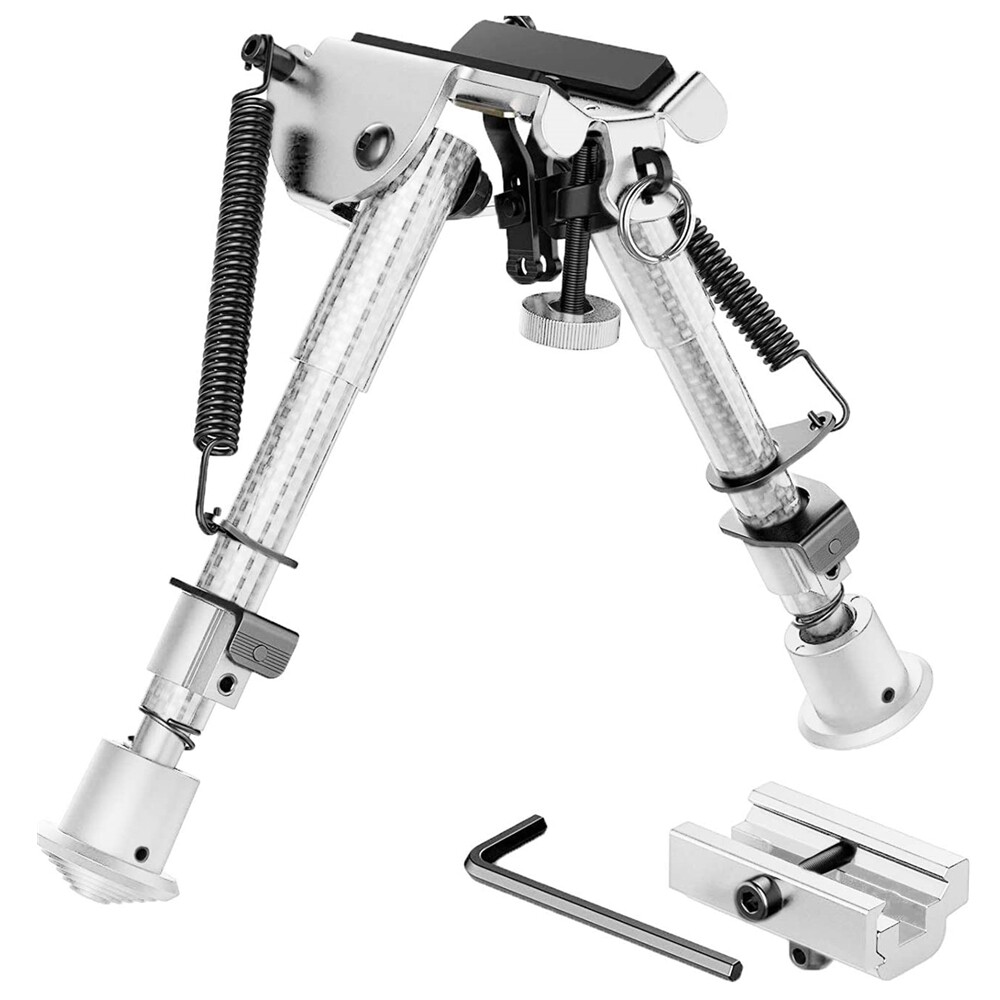 Adjustable 6-9'' Carbon Fiber Rifle Bipod Spring Return Hunting With Adapter