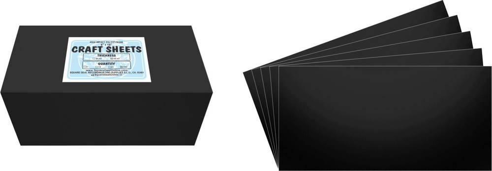 Black Flex Plasticard Polystyrene Craft Sheets - 6"x12" - .060" thick - 100 Pack