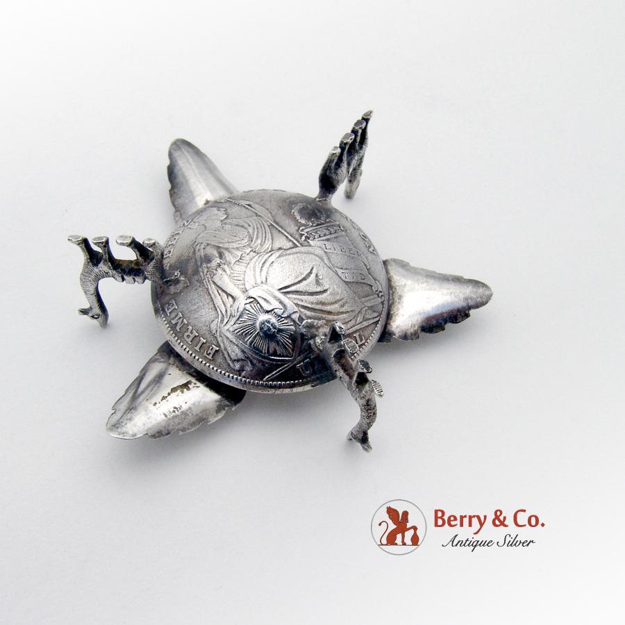 Peruvian 1 Sol Coin Leaf Llama Ashtray Coin Sterling Silver 1926