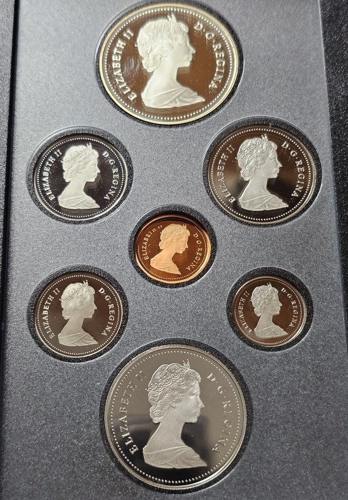 1987 Double Dollar Canada 7 Coin Proof Set COA. Includes Silver Proof Dollar