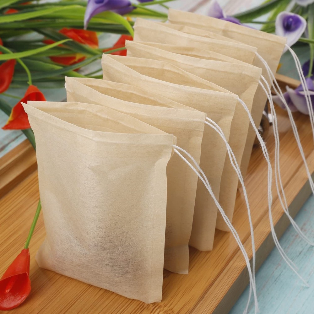 Tea Filter Bags with Tea Spoon, Safe & Natural Material, Disposable Tea Infus...