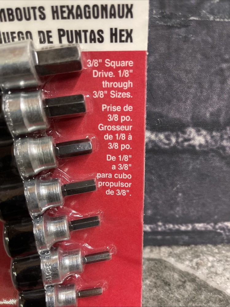 Lisle 13600 7pc 3/8" Dr. Hex Bit Set