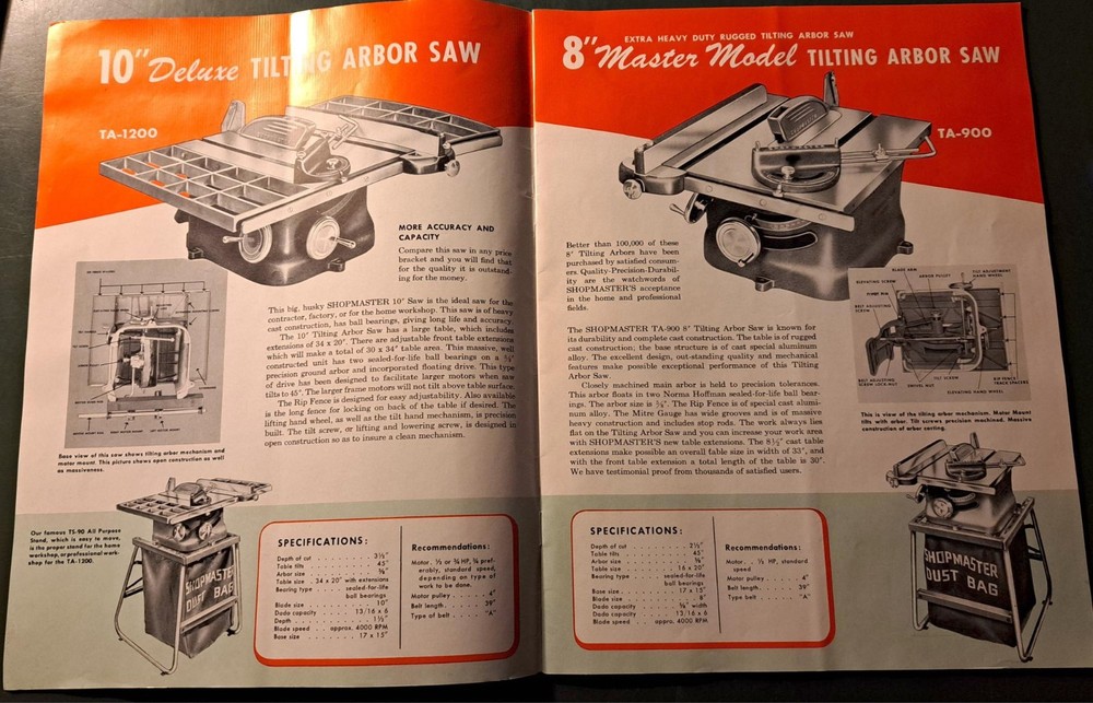 1953 POWER TOOLS catalog BY SHOPMASTER