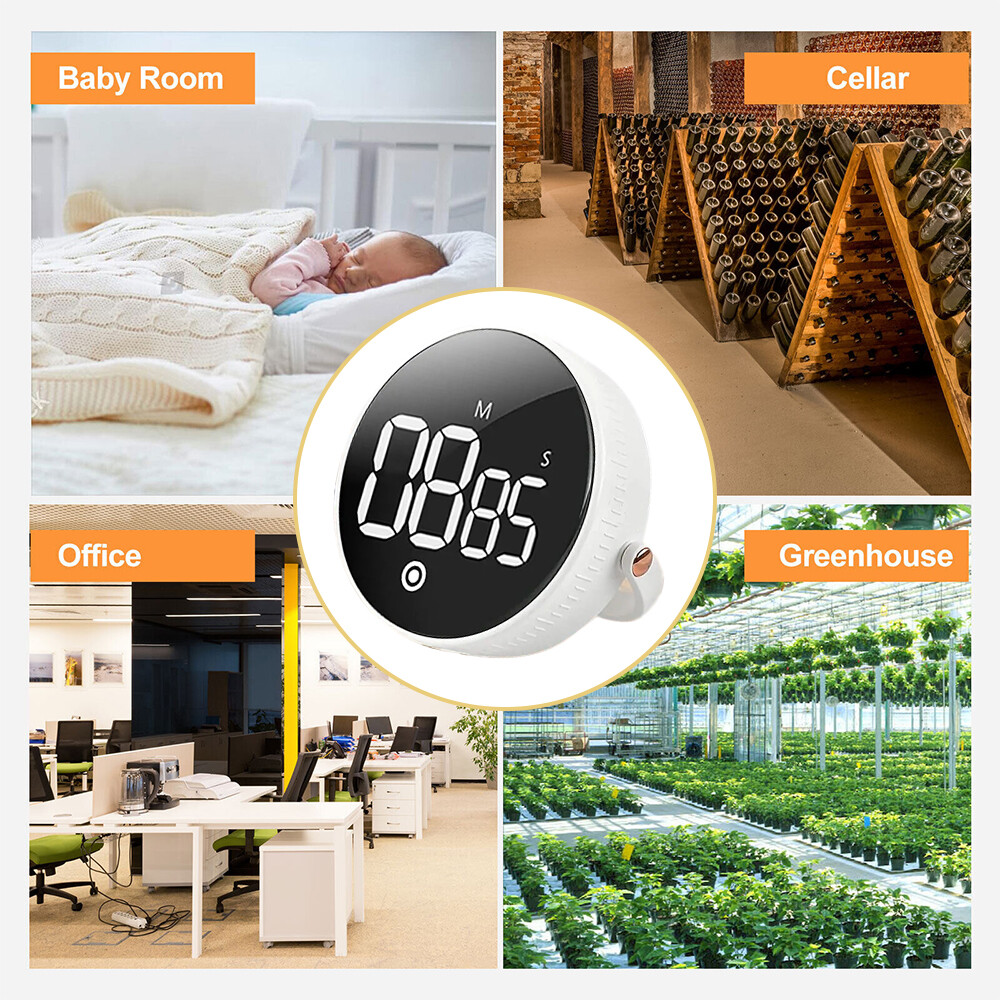 Digital Kitchen Timer - Magnetic Countdown Countup Timer with Large LED Display