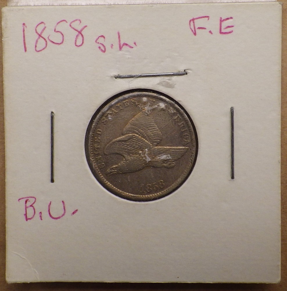 1858 Small Letters Flying Eagle Cent, From Old Collection.