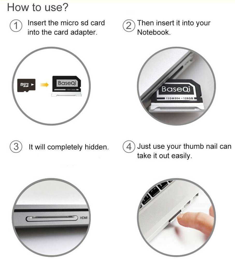 BaseQi For Microsoft Surface Book2/3 15inch Aluminum Micro sd Adapter