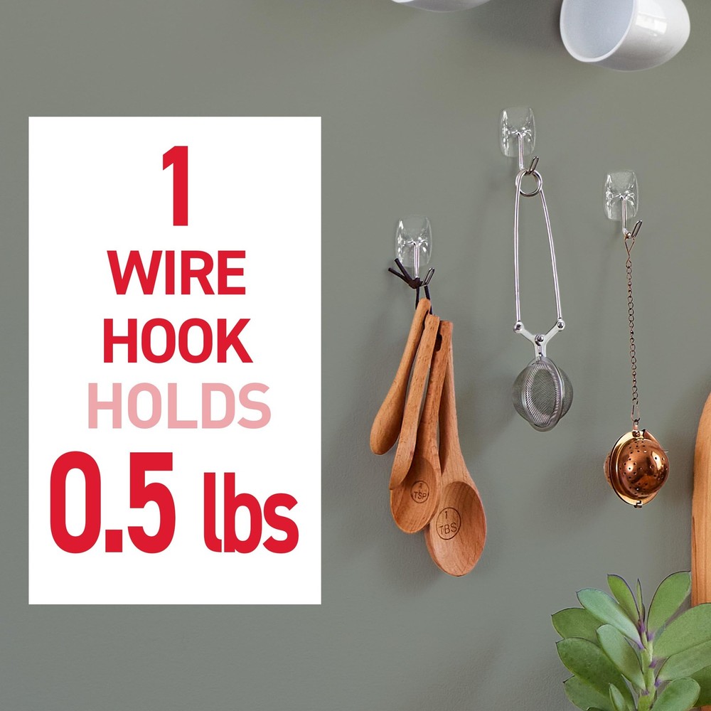 Command Small Clear Wire Toggle Hooks, 10 Wall Hook and 12 Small,
