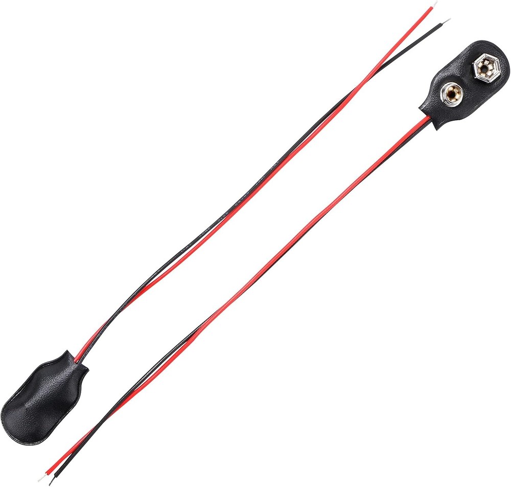 9V Battery Clip Connector, 9 Volt Long Cable Connection Soft Shell I Type,...