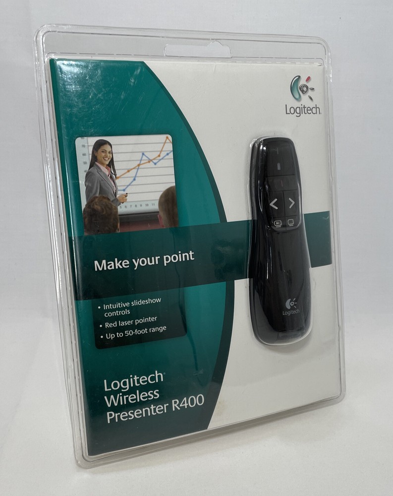 2012 Logitech Wireless Presenter R400 50' Range Receiver Laser Pointer Sealed