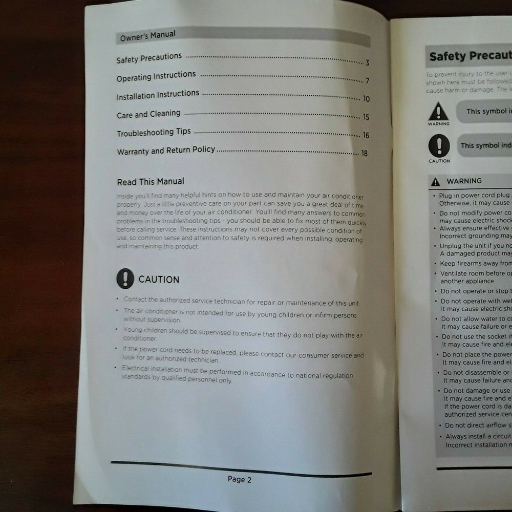 Arctic King Window Air Conditioner User Instruction Manual Version A-10-2017 WWK