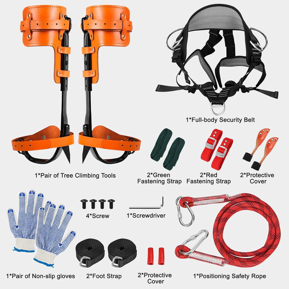 Tree Climbing Spikes Set, Tree Climbing Gear with Adjustable, 350Lbs Load Capaci